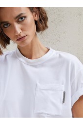 Shiny Bead Chain Pocket Luxury Tshirt - European American Solid Tops