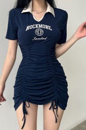 Urban Glam Mini Polo Dress: Bandage Bodycon & Preppy Letter Style