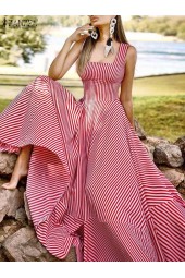 Striped Maxi Beach Sundress: Summer France's Elegant Chic