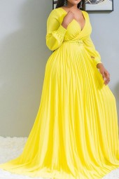 Luxury Plus Size Pleated Neck Evening Dress