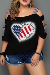 Plus Size Ladder Sleeve Asymmetric Hem Blouse