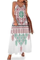 Palestinian Tatreez Embroidered Sleeveless Summer Dress - Authentic Design