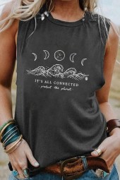 Moon Phase Beach Tank Top: Connected Waves for Trendy Casual Aesthetic