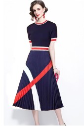 Striped Patchwork Summer Sweater Midi Dress: Office Ready Style
