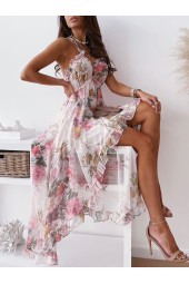Bohemian Floral Print Deep V-neck Summer Dress