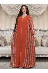 Elegant Embroidered Eid Dress with Sequins and Chiffon