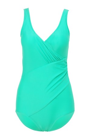 Vintage Flattering Fit: Padded Push Up One Piece Swimsuit with Tummy ...
