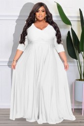 Plus Size Fall Neck Bandage Big Hem Elegant Maxi Dress - Perfect for Any Occasion 