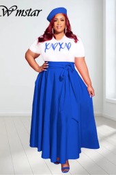 Plus Size Summer Bandage Maxi Dress with Letter Patchwork Detail
