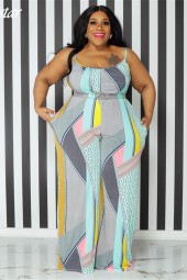 Plus Size Summer Office Jumpsuit with Belt - Flattering One Piece Bodysuit