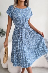 Flirty Blooms: Summer Casual Floral Short Sleeve Pleated Dress