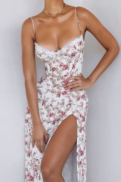 Floral Slip Sleeveless Backless Bodycon Midi Dress - Summer Elegance