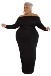 Classic and Chic Plus Size Evening Dress in Solid Color