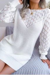 Vintage Hollow Knitted Sweater Dress with Longsleeves for Autumn/Winter