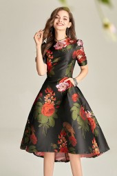 Brocade Swallow Tail Dress: Elegant Celebrity-Inspired Luxury