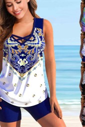 Dew Shoulder Floral Tankini: Summer Beachwear Set