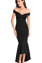 Glamorous Black Off-Shoulder Mermaid Party Dress