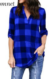 Big Yard Sping Autumn Plaid Tops Casual Loose Blouses Large Size Outerwear Ladies Shirt