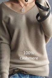Cozy Plus-Size V-Neck Wool Sweater for Spring and Autumn