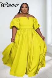 Plus Size Solid Summer Cute Elegant Maxi Dress Birthday Outfits - Perfect for Any Occasion