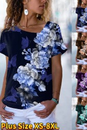 Rose Flower Flash Graphic Print Basic T-Shirt - XS-XL Sizes
