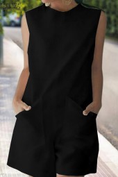 Sleeveless Summer Jumpsuit with Pockets for Casual and Comfort