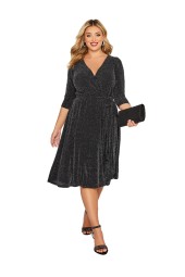 Glittery Plus Size Wrap Dress for Elegant Evening Outfits