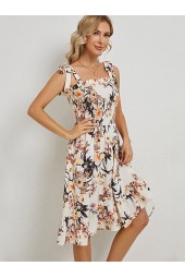 Floral Midi Backless Ruffle Beach Dress - Summer Chic