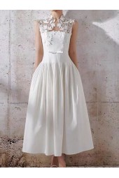 Lace Stitched Long Prom Dress with Waist-slimming Elegance