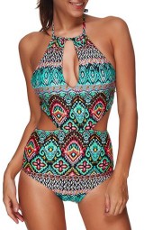 Flaunt Your Style in this  Open Back Halter Neck Keyhole Monokini
