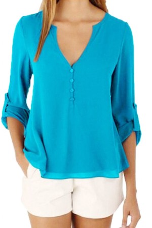 Color Chiffon Shirts  Summer Casual Top Plus Size Loose Long Sleeve Thin And Light Chiffon Blouse
