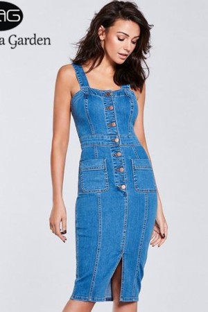 Women's Denim Sleeveless Summer Pencil Jeans Dress - Stylish & Elegant
