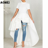 Plus High-Low Dress Gown with Layers of Ruffles Night Out