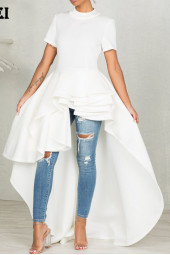 Plus High-Low Dress Gown with Layers of Ruffles Night Out