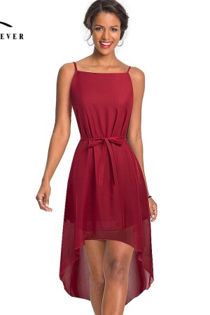 Bohemian Beach Bliss: Strap Chiffon Flared Dress for Summer