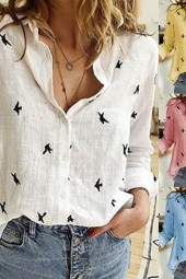 Blouses Long Sleeve Animal Blouse Casual Loose Office Shirt Plus Size Vintage Shirts