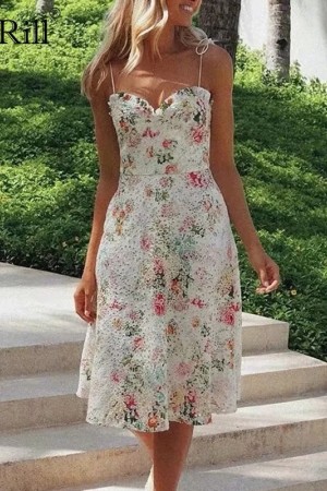 Beautiful Lace Embroidered Floral Midi Dress - Perfect for Summer Parties!