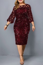 Glamorous Plus Size Red Sequin Bodycon Dress - Perfect for Summer Birthdays, Weddings, and Evening Nightclubs 