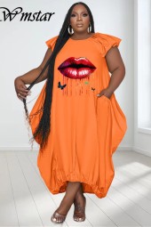 Plus Size Elegant Lip Pocket Maxi Dress - Perfect for Summer