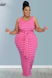 Striking Stripes: Elegant Summer Maxi Dress for Plus Sizes