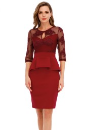 Summer Chic Polka Dot Peplum Mesh Club Bodycon Dress