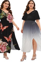 Floral Striped Summer Maxi Dress for Plus Sizes