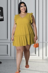 Flirty Summer Ruffles Plus Size Mini Dress