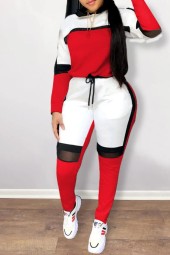 Lw Plus Size Two Piece Lump Tracksuit Pants Set Patchwork Sporty Long Sleeve Conventional Collar Autumn Outfits