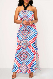 Elegant Halter Neckline Side Slit Maxi Dress Elegant Halter Neckline Side Slit Maxi Dress
