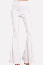 Women's White High-Waisted Raw Hem Casual Flared Jeans