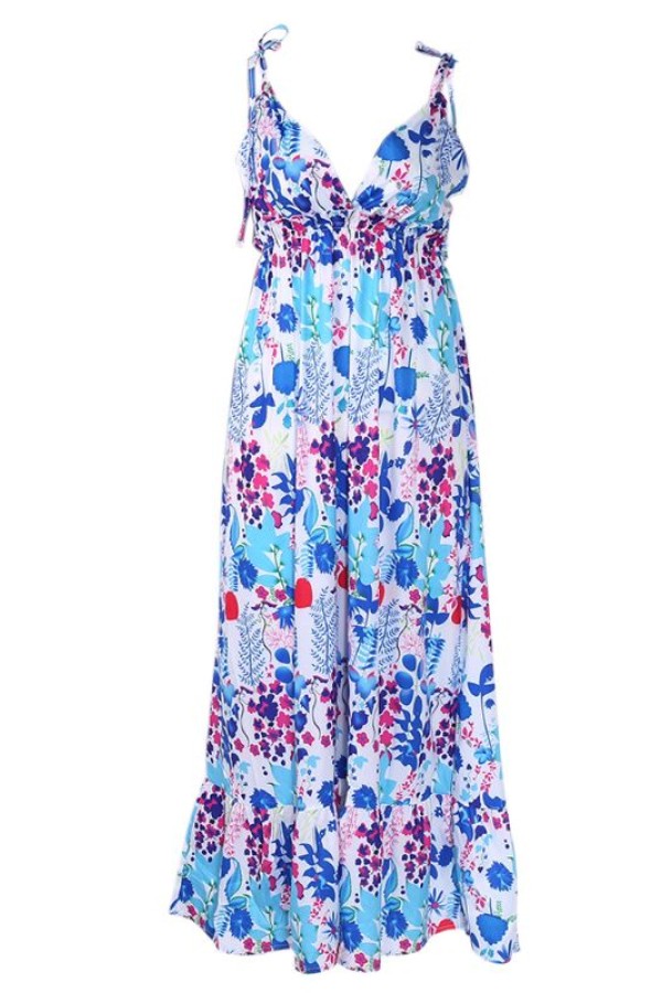 Boho Floral Maxi Dress Party Strappy Summer Beach Holiday Spaghetti ...