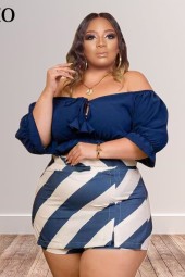 Plus Size Two Piece Top and Skirt Summer Dress