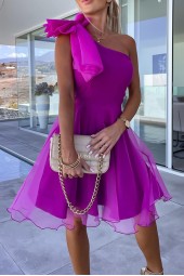 Elegant Mesh Dress with Backless and Bow Tie