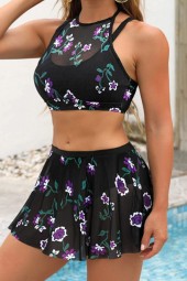 Floral Paradise Halter Swimsuit with Skirt - Summer Bliss